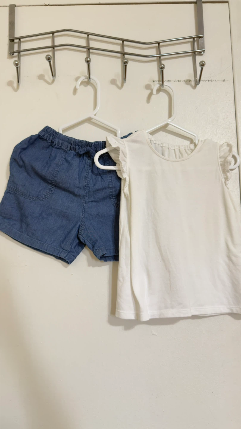 UNIQLO Baby White Top and Denim Shorts Set Size 100