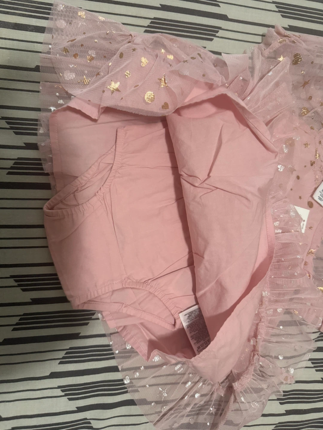 Pink Tulle Dress with Gold Stars and Matching Slippers - photo 2