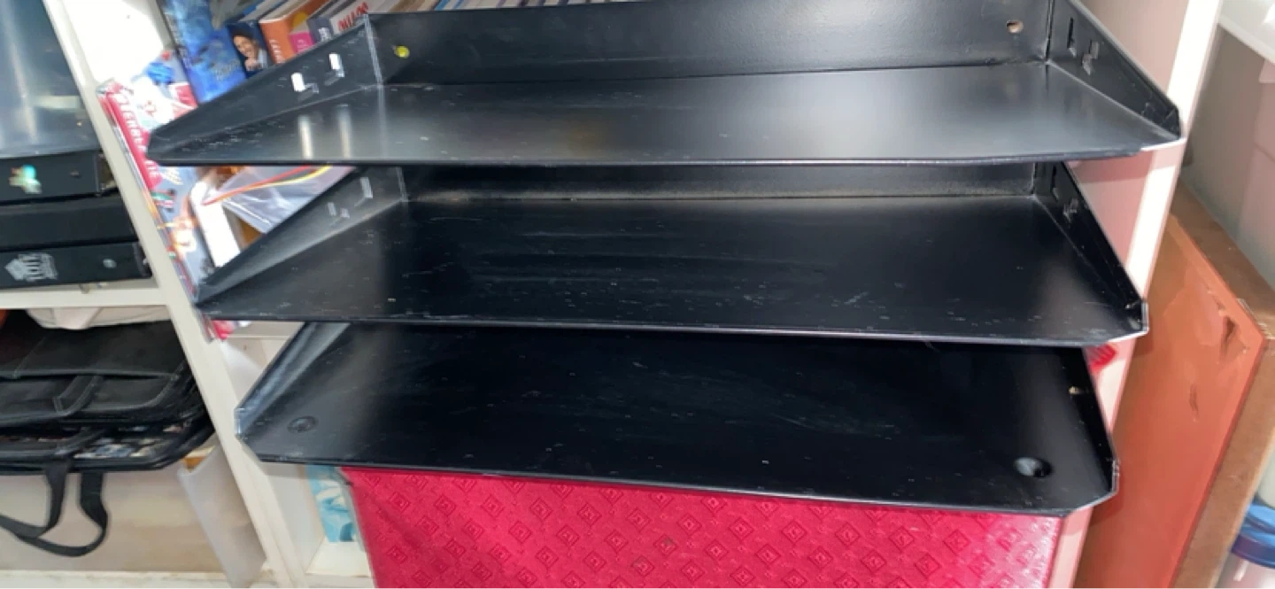 3-Tier Black Metal Desk Organizer Tray - photo 3