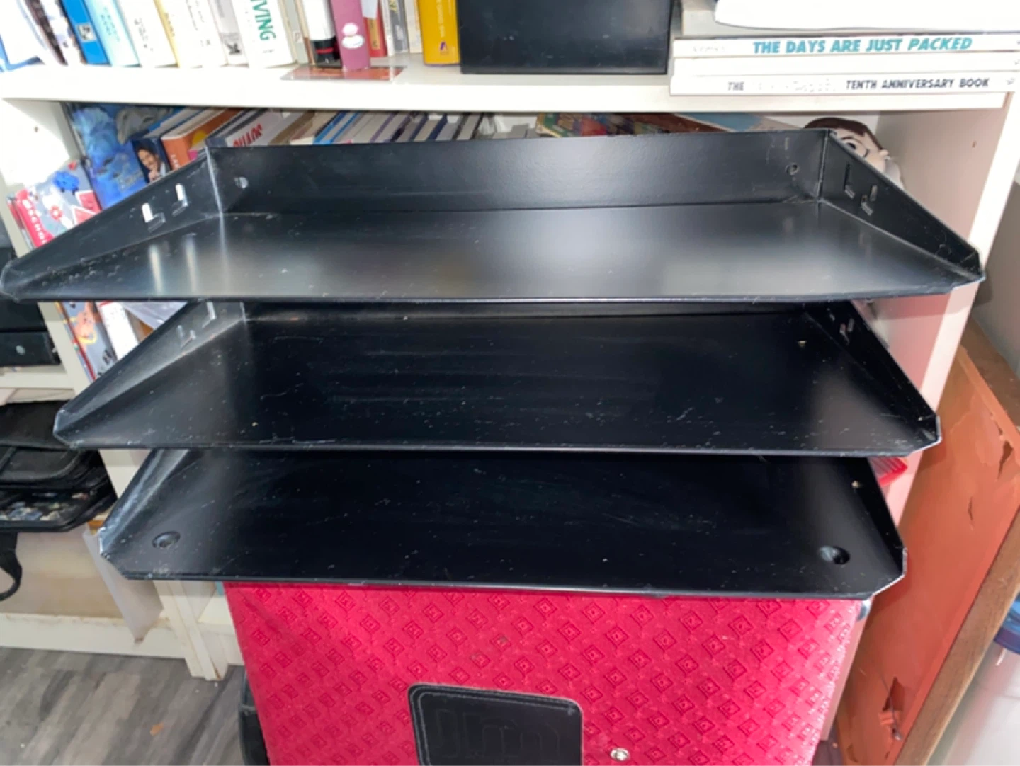 3-Tier Black Metal Desk Organizer Tray - photo 2