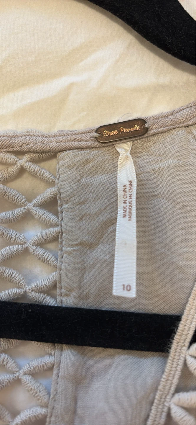Free People Beige Embroidered Mini Dress Size 10 - photo 3
