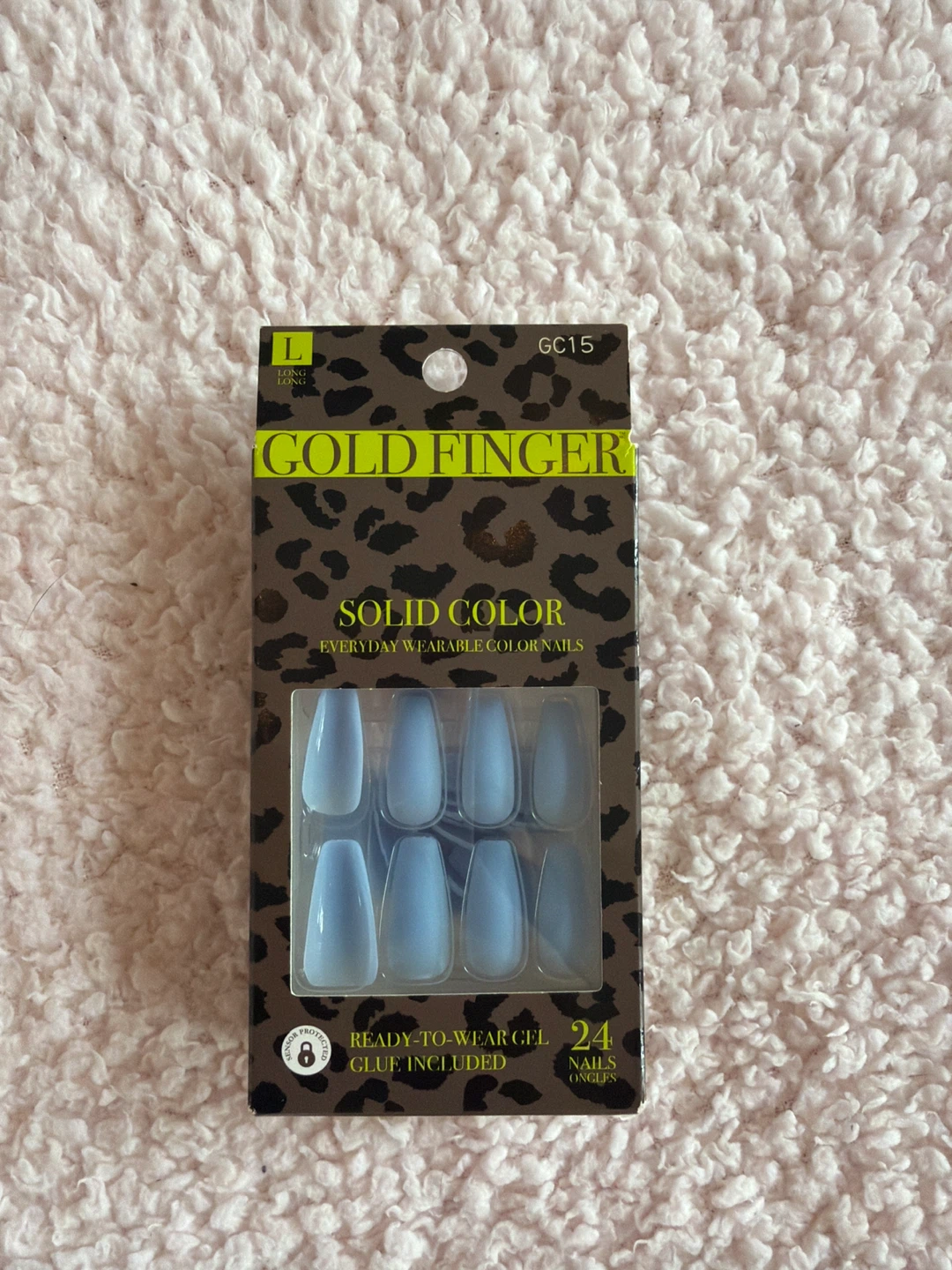 Gold Finger Solid Color Long Press-On Nails