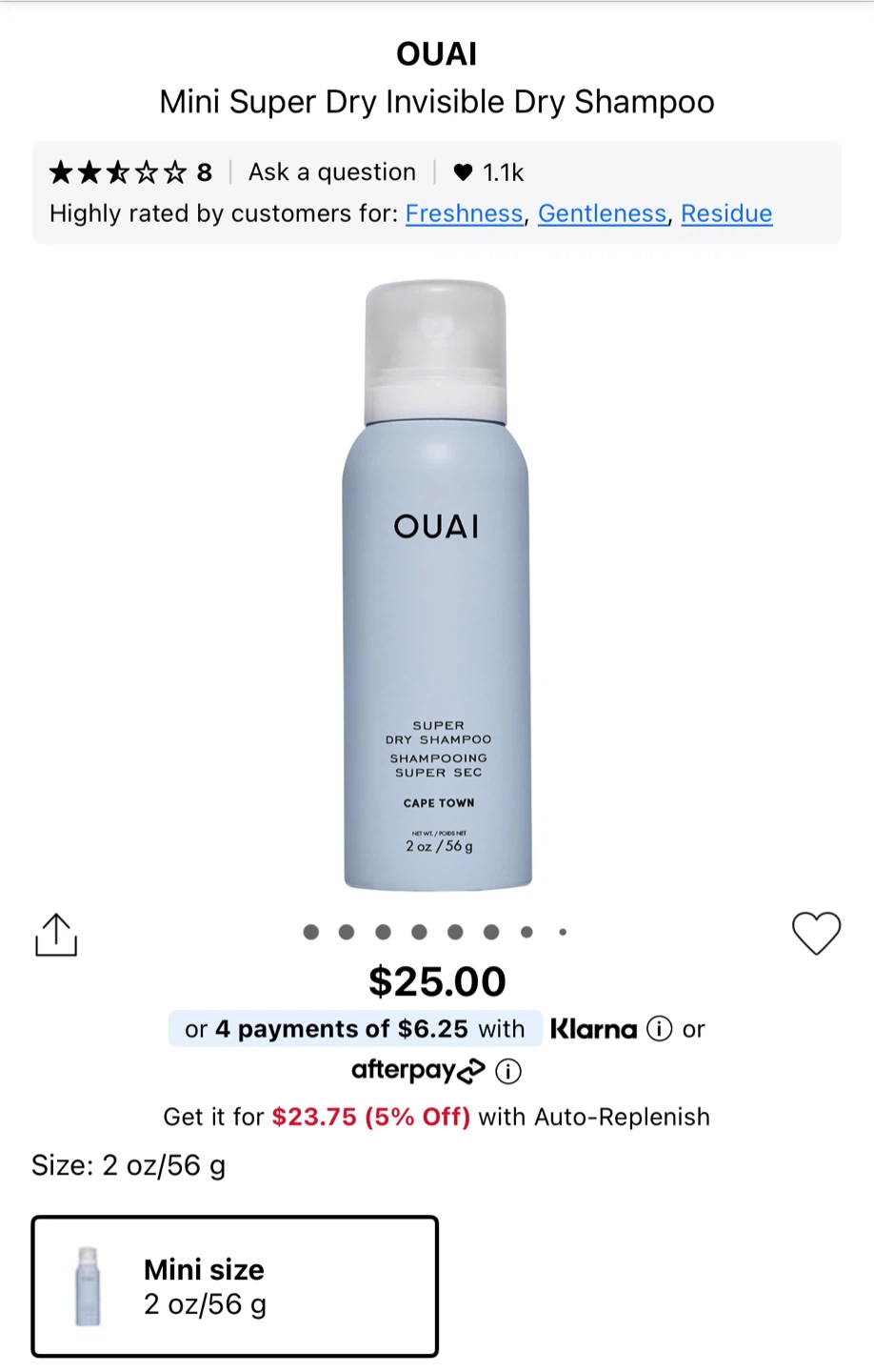 OUAI Mini Super Dry Invisible Dry Shampoo - Cape Town