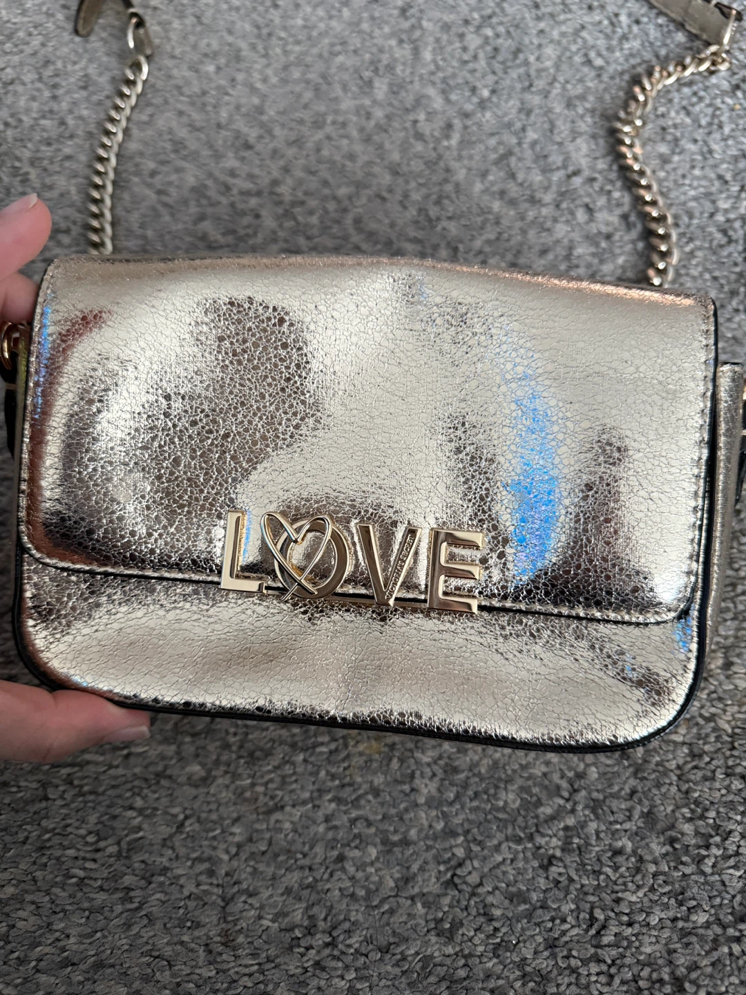 Victoria Secret Gold 'LOVE' Shoulder Bag