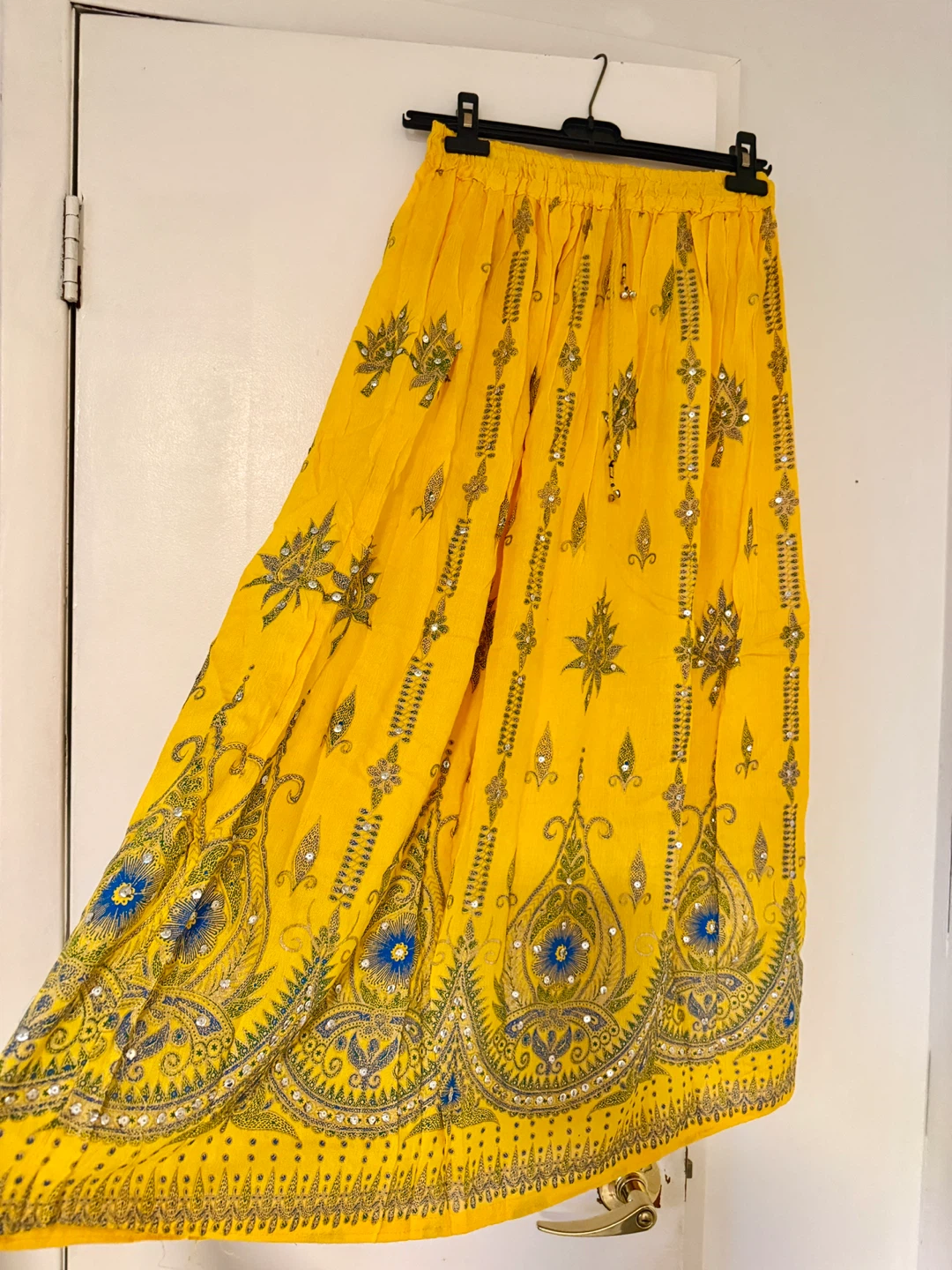 Yellow Embroidered maxi skirt(New)