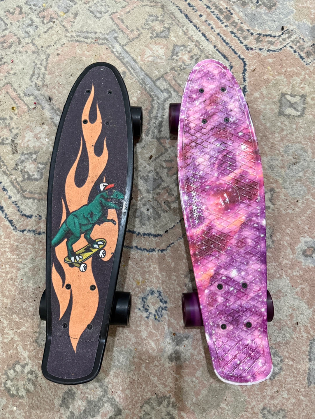 2 Mini Skateboards - Dinosaur & Galaxy Designs
