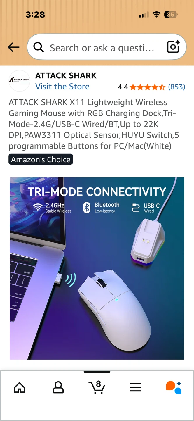 ATTACK SHARK X11 Lightweight Wireless Gaming Mouse (White) - photo 4