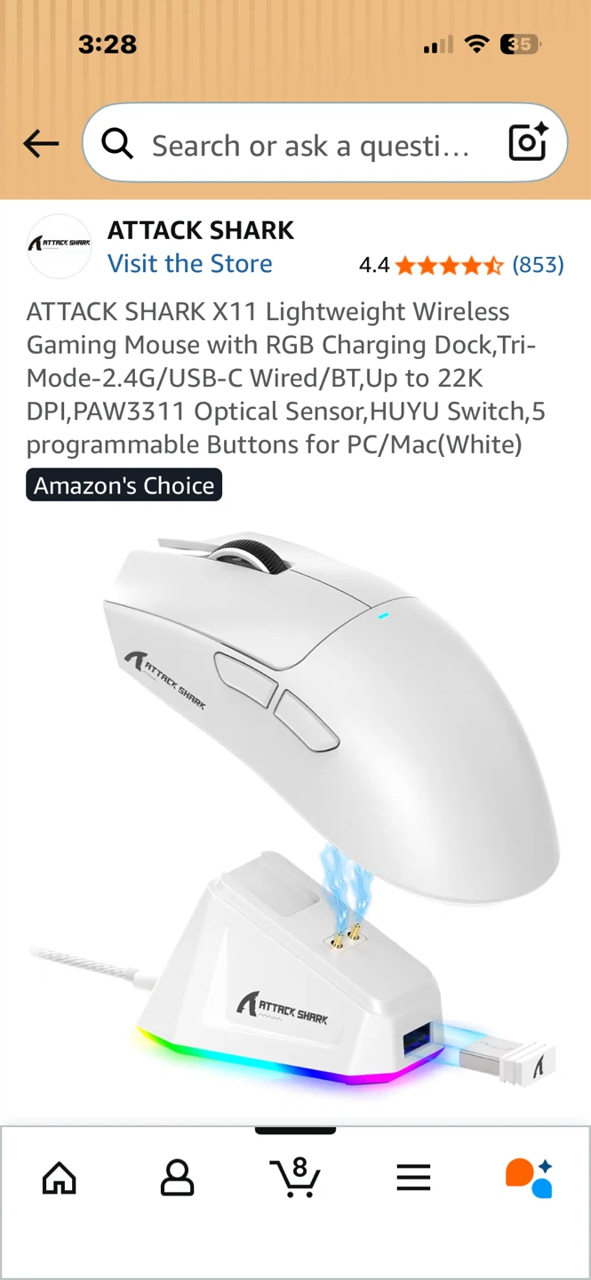 ATTACK SHARK X11 Lightweight Wireless Gaming Mouse (White) - photo 2