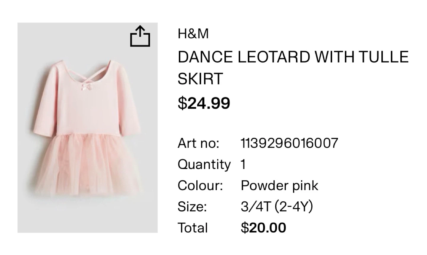 H&M Dance Leotard with Tulle Skirt - 3/4T (2-4Y) - photo 3