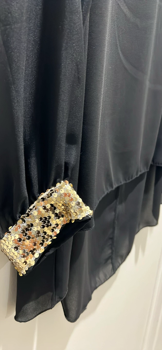 Black Blouse with Sequin Cuffs - photo 2