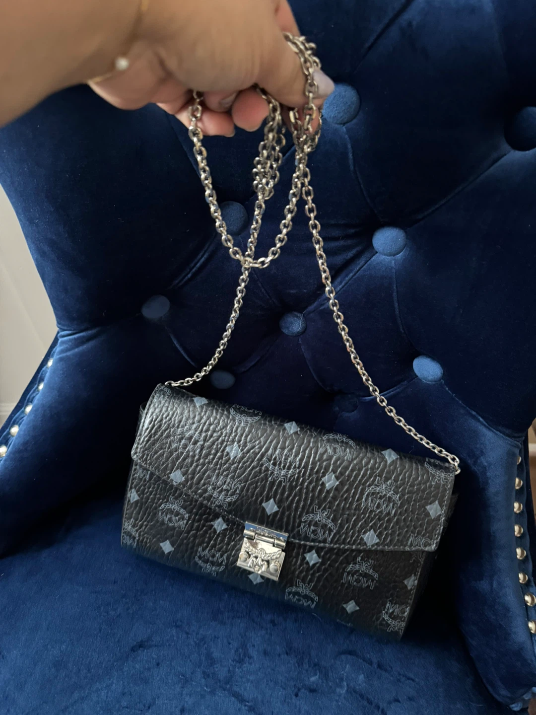 MCM Black Monogram Chain Shoulder Bag / crossbody bag