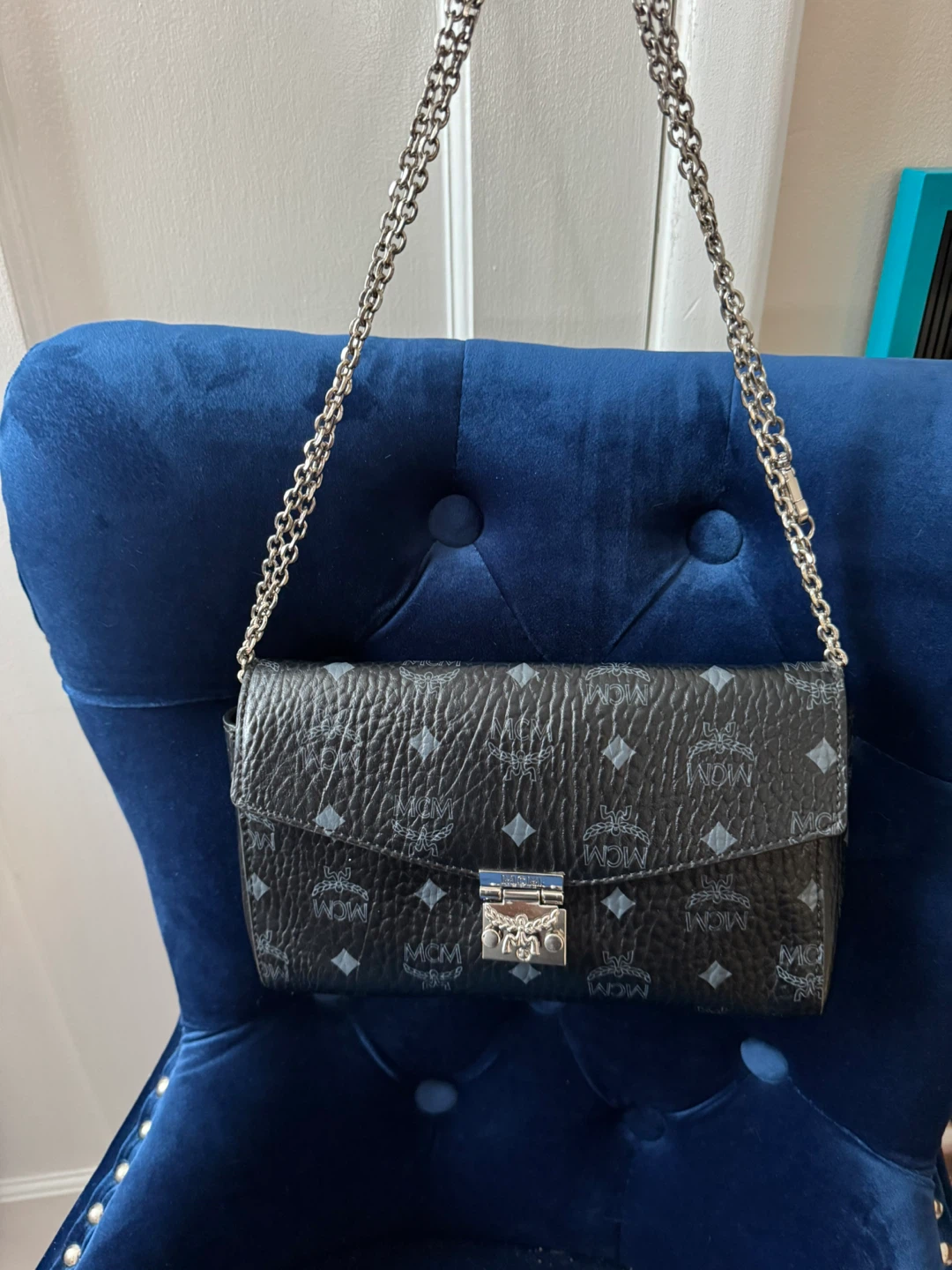 MCM Black Monogram Chain Shoulder Bag / crossbody bag - photo 3