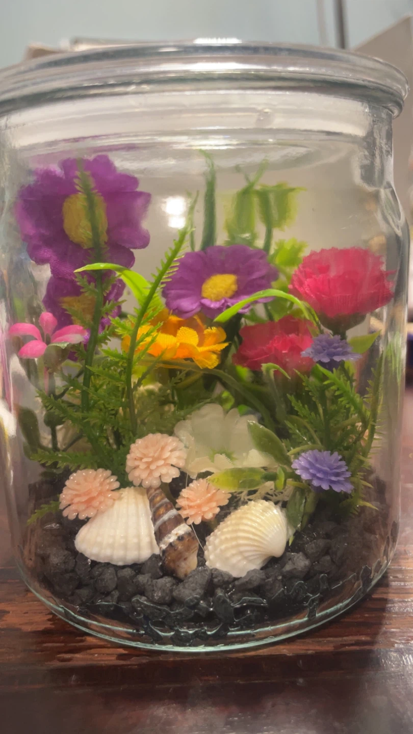 Decorative Glass Terrarium with Gnome and Seashells - photo 3