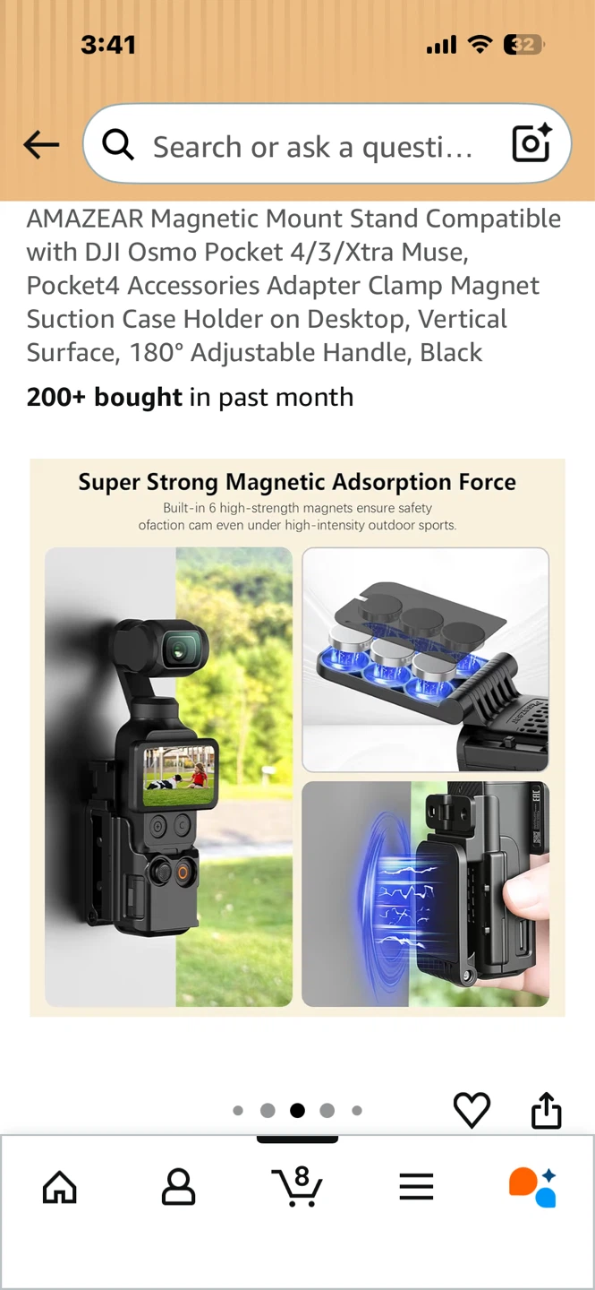 AMÁZÉAR Magnetic Mount Stand for DJI Osmo Pocket 4/3/Xtra Muse - photo 4