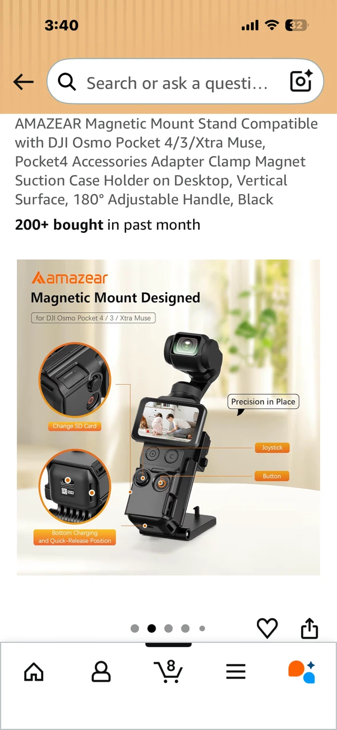 AMÁZÉAR Magnetic Mount Stand for DJI Osmo Pocket 4/3/Xtra Muse - photo 3