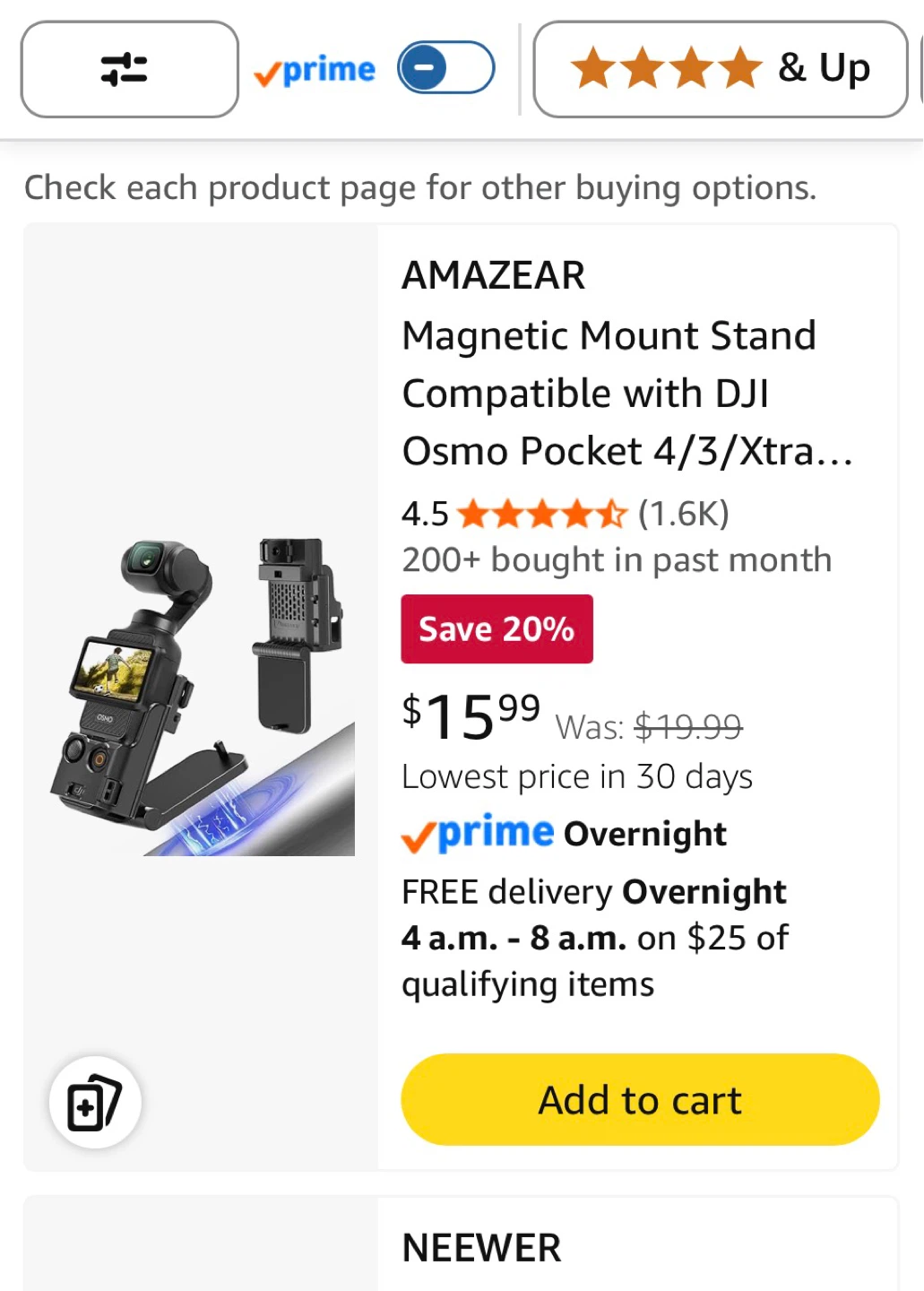 AMÁZÉAR Magnetic Mount Stand for DJI Osmo Pocket 4/3/Xtra Muse
