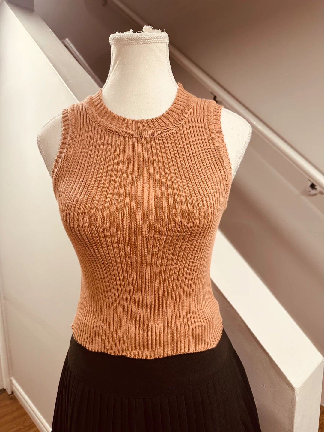Ribbed Knit Tank Top - Coral