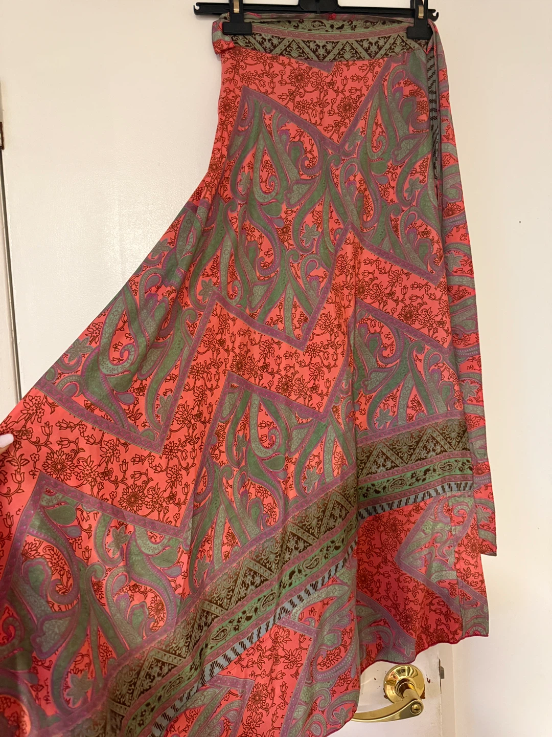 Boho Wrap silk Maxi Skirt