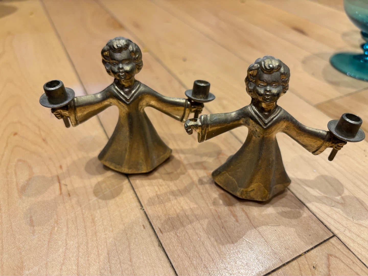 Pair of Brass Angel Candlestick Holders