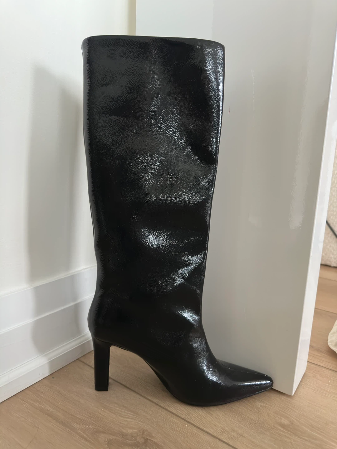 Zara Black Knee-High Heeled Boots Size 38 - photo 4