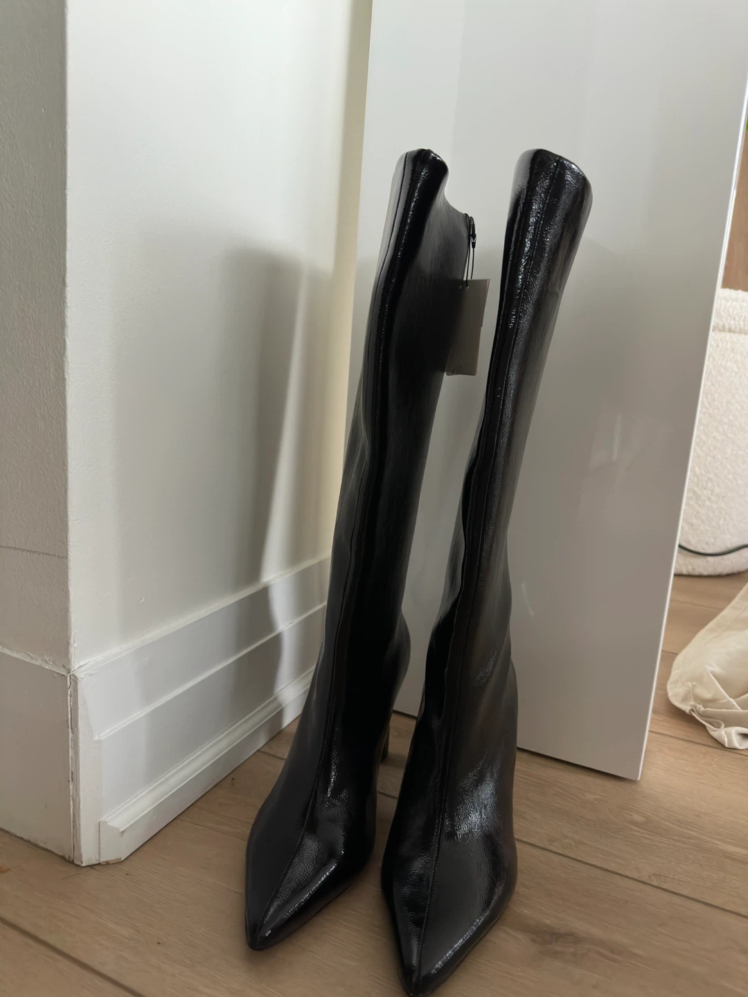 Zara Black Knee-High Heeled Boots Size 38