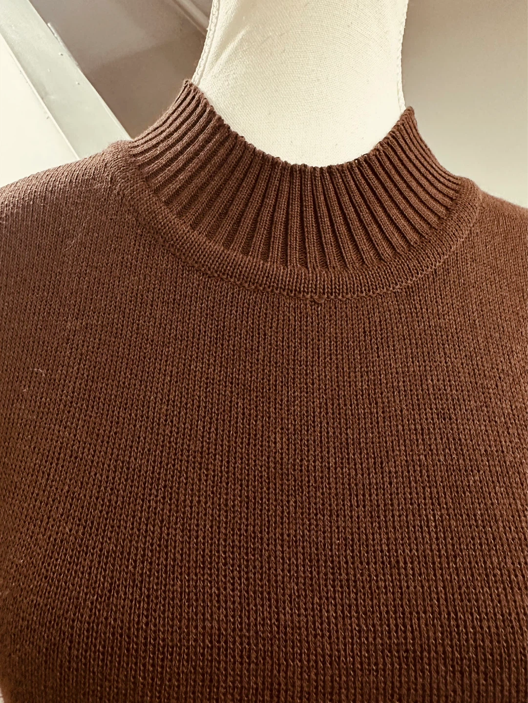 Brown Mock Neck Cap Sleeve Sweater - photo 2