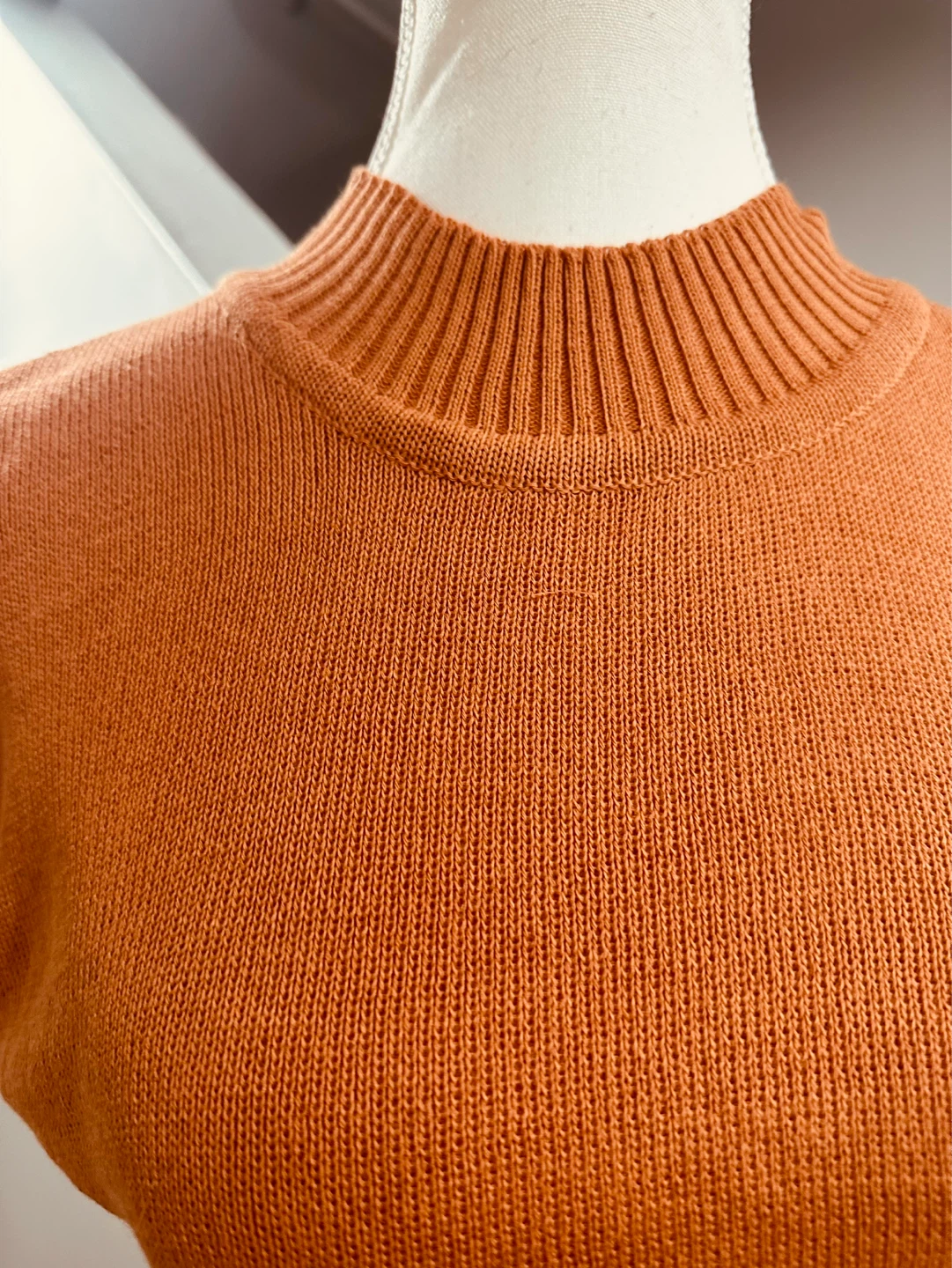 Orange Mock Neck Cap Sleeve Sweater - photo 3