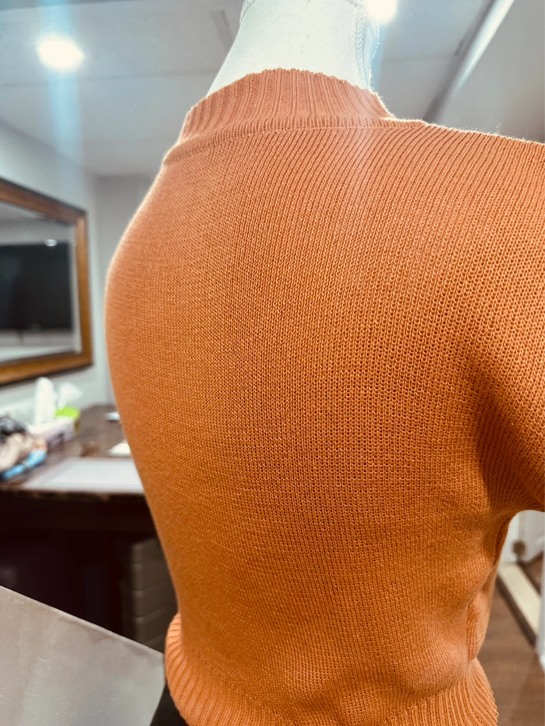 Orange Mock Neck Cap Sleeve Sweater - photo 2