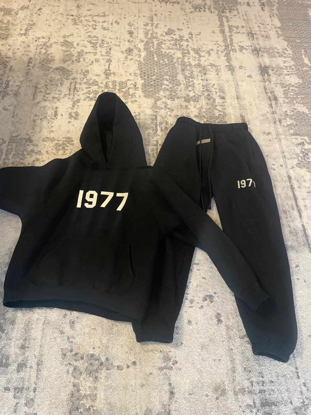 Black "1977" Hoodie and Jogger Set