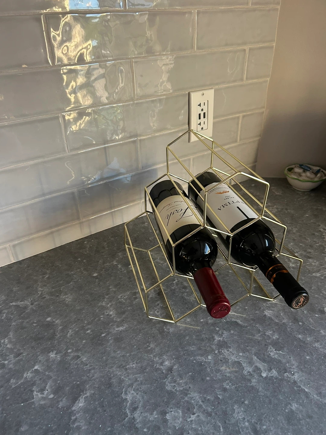 Gold Geometric Wine Rack - Holds 6 Bottles - photo 2