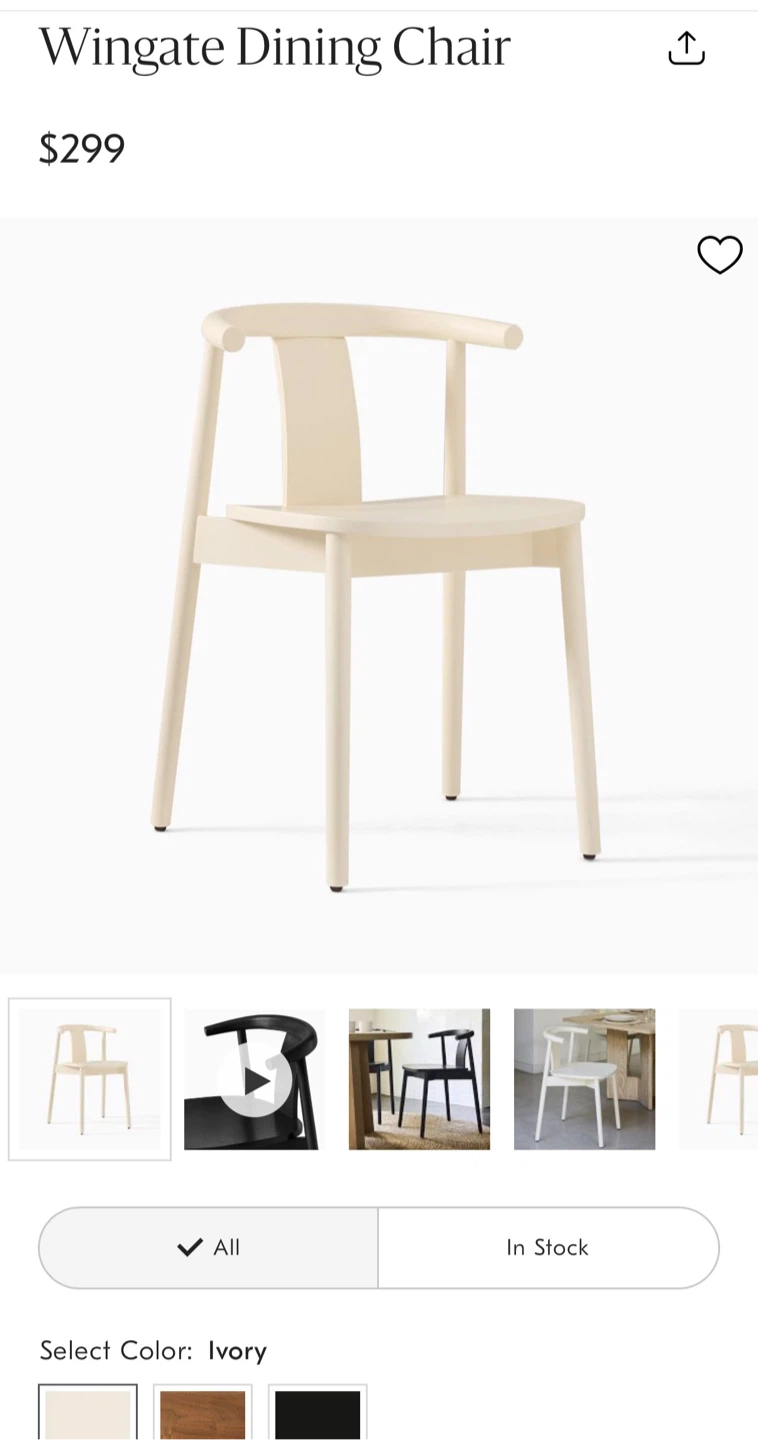 West Elm Wingate Dining Chair - Ivory - photo 5