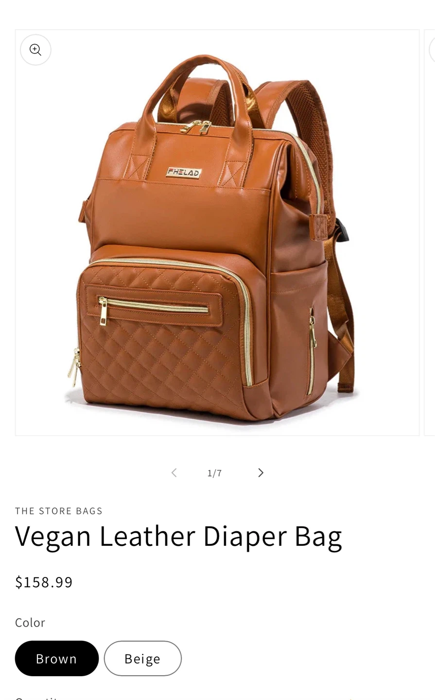 Fhelad Vegan Leather Diaper Bag Backpack - Brown