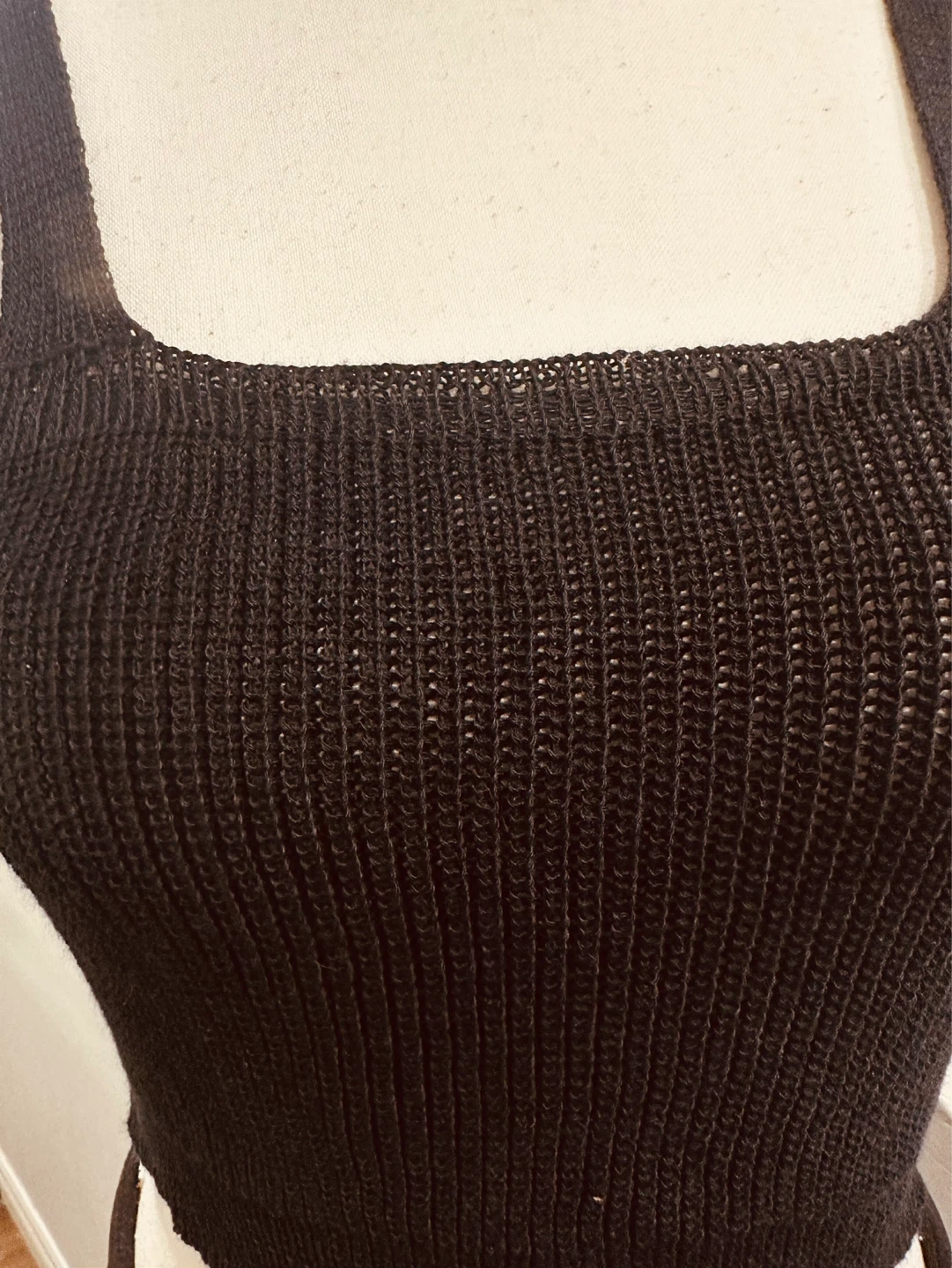 Black Ribbed Knit Crop Top - photo 2