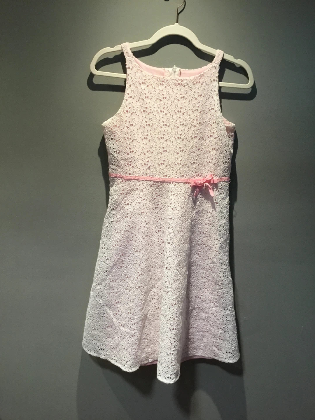 White  Dress with Pink Bow