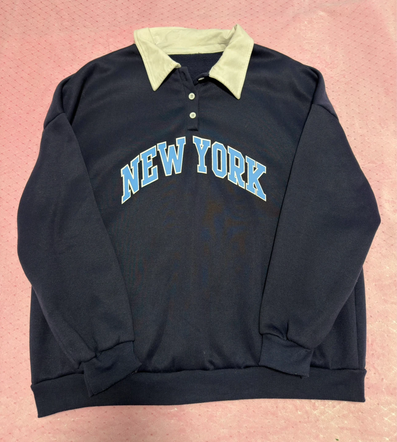 Navy Blue "New York" Collared Sweatshirt
