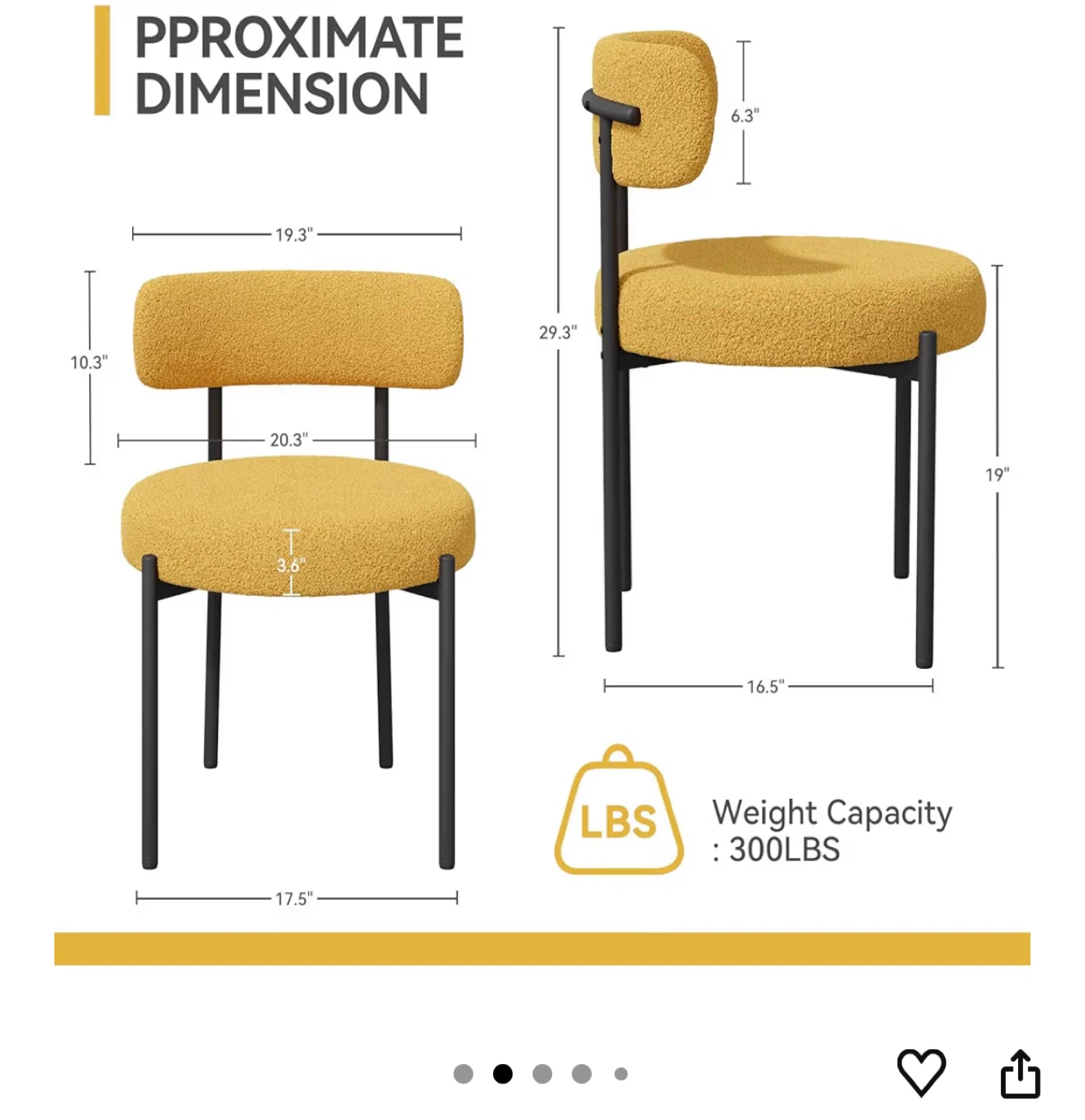 Nalupatio Dining Chairs - Yellow Boucle - Set of 2 - photo 4