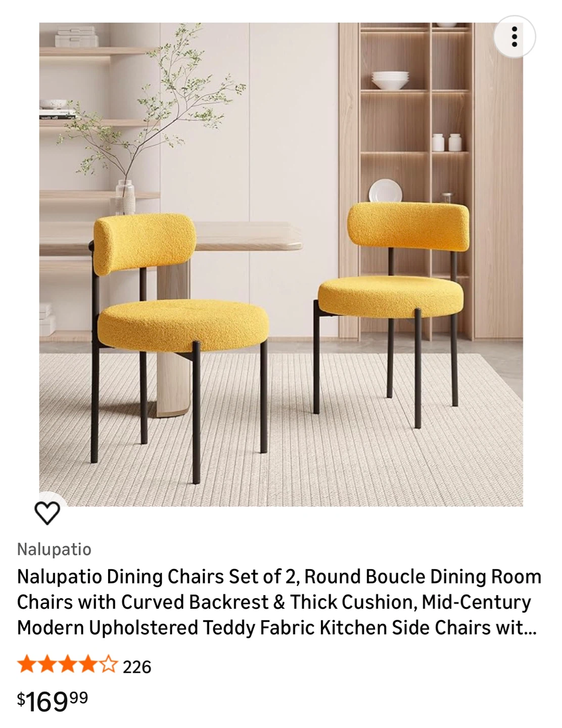 Nalupatio Dining Chairs - Yellow Boucle - Set of 2