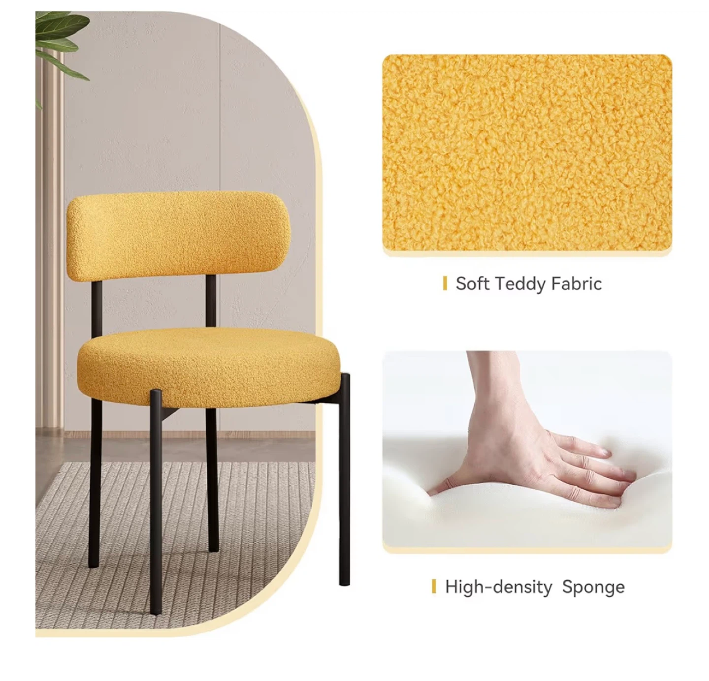 Nalupatio Dining Chairs - Yellow Boucle - Set of 2 - photo 5