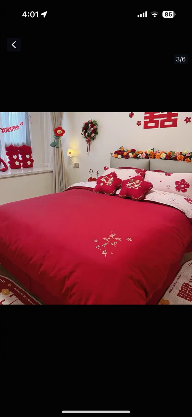 Double sided Red and White Floral  Duvet Cover Set - photo 2