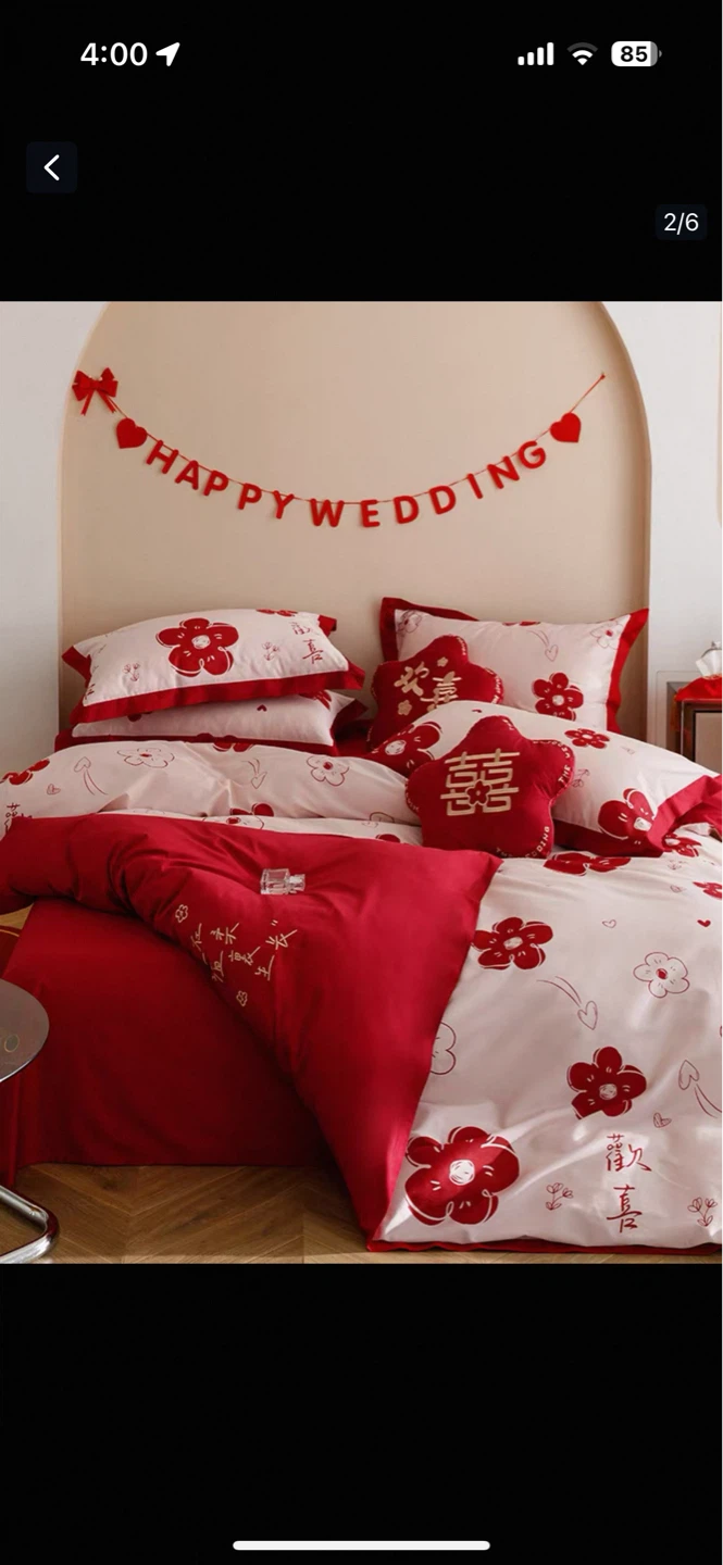 Double sided Red and White Floral  Duvet Cover Set - photo 3
