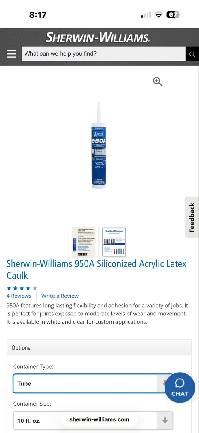 Sherwin-Williams 950A Siliconeized Acrylic Latex Caulk Tubes - photo 2