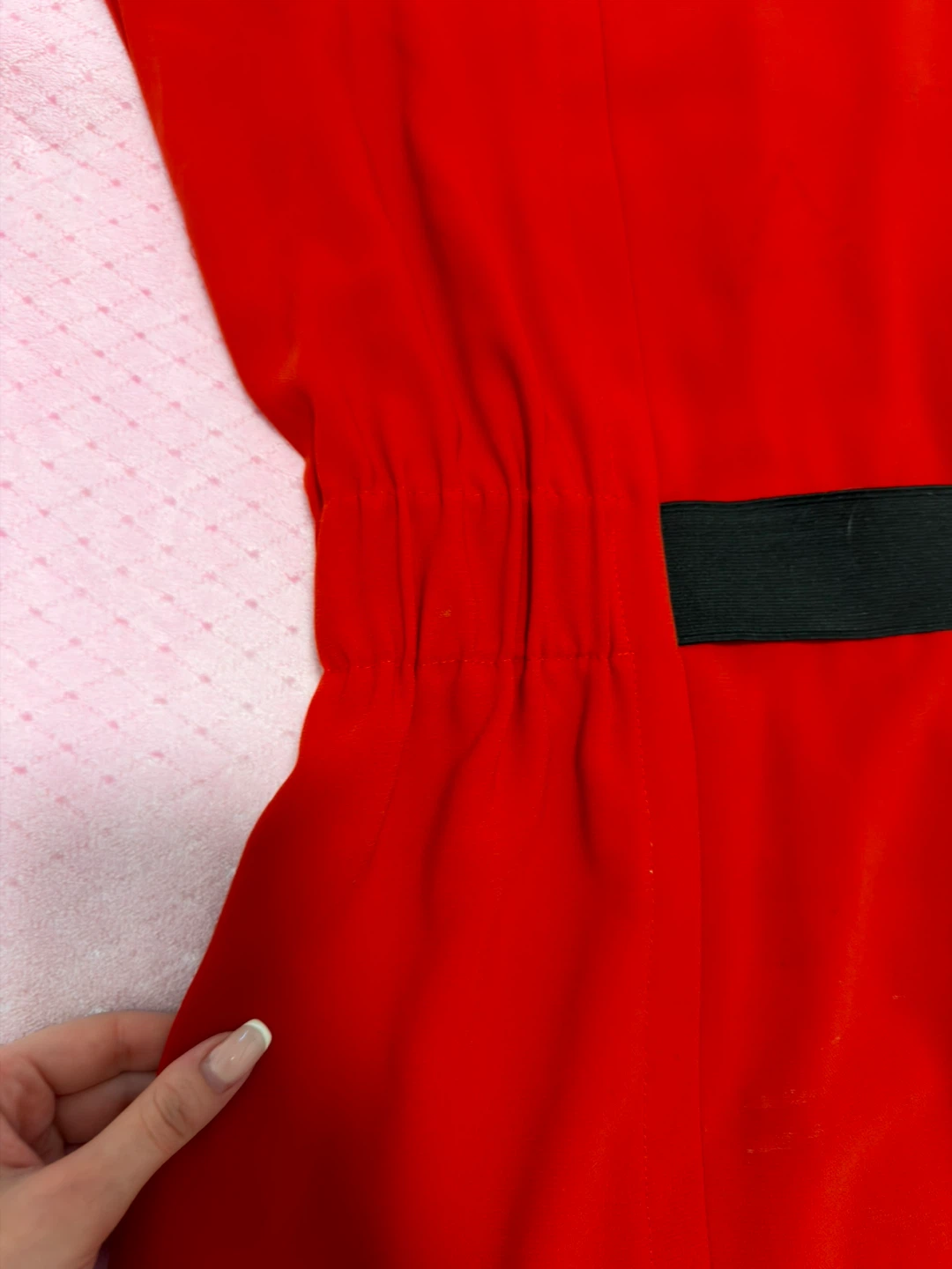 Red dress with black band detail - photo 3