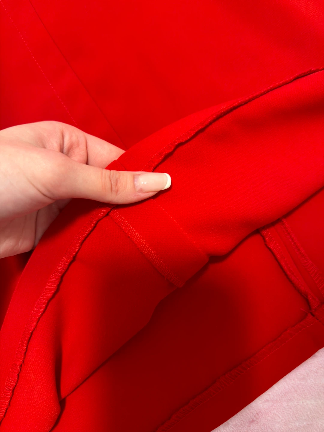 Red dress with black band detail - photo 4
