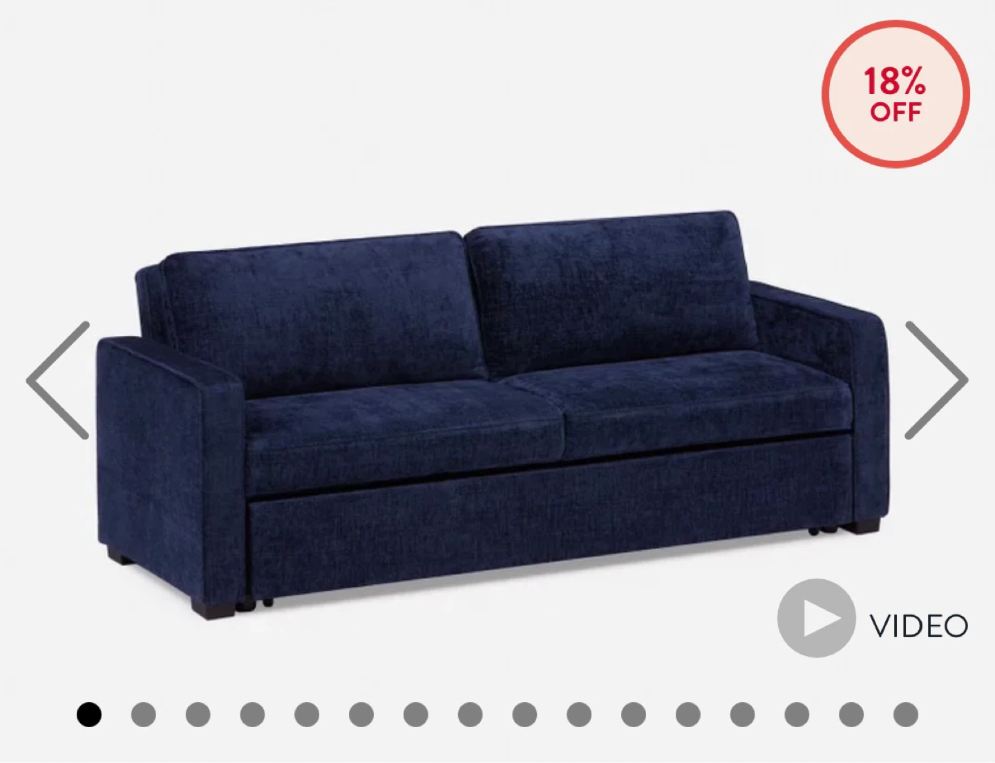 Dark Blue Fabric Sofa Bed - photo 2