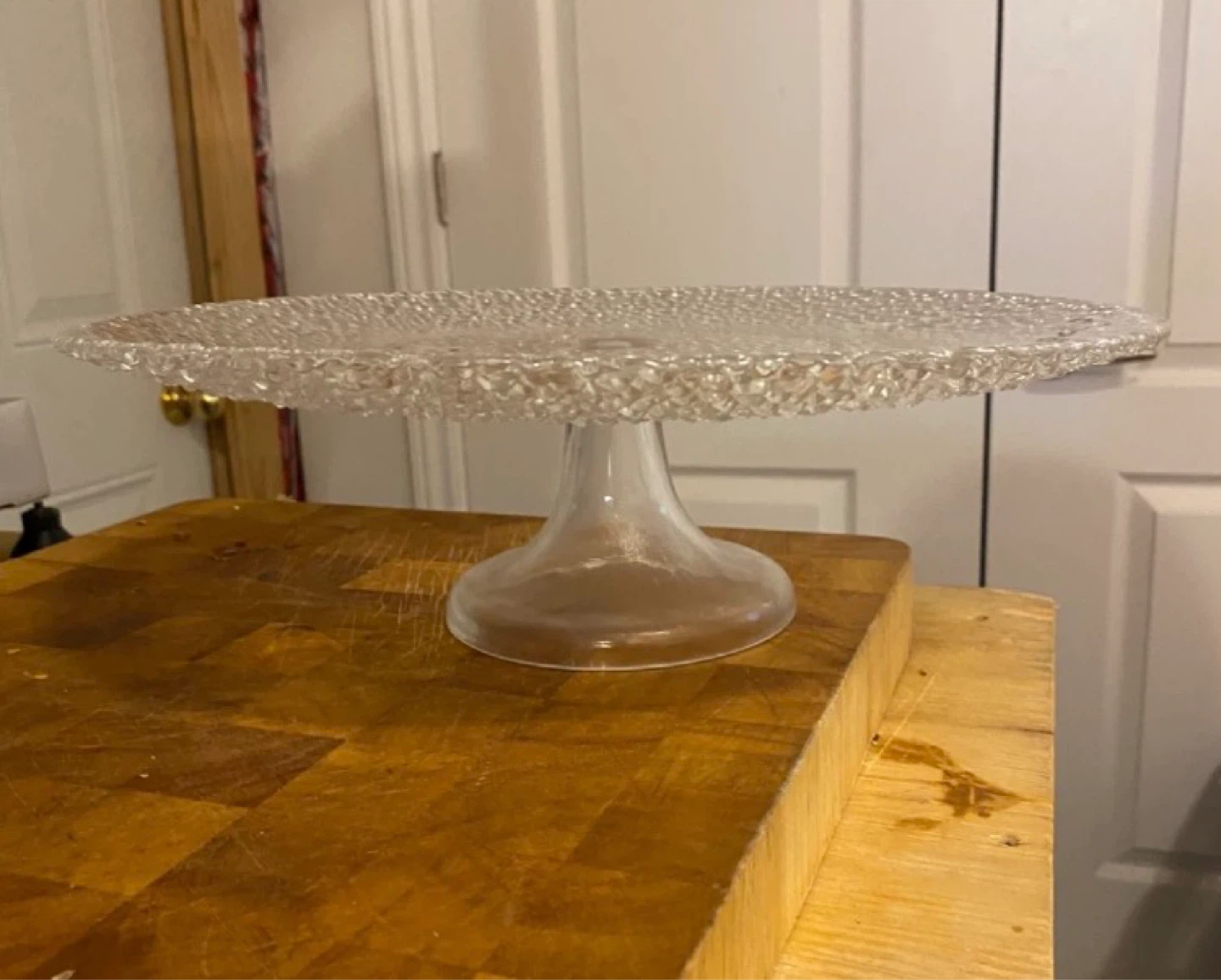Textured Glass Cake Stand