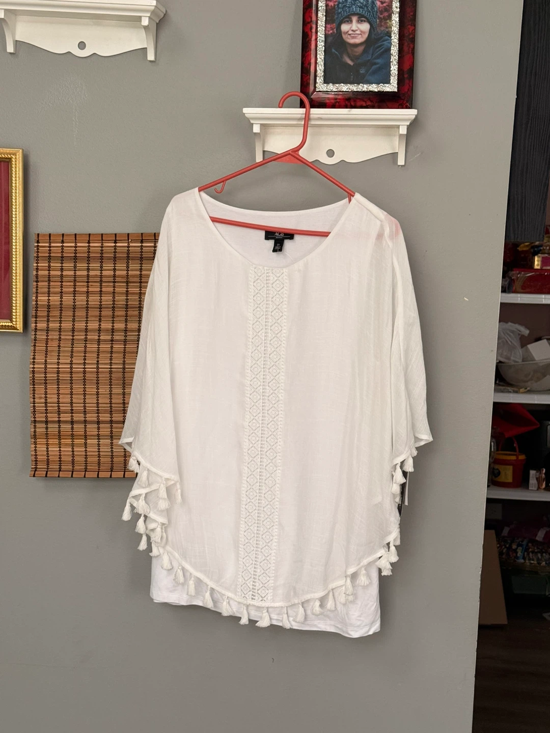 AGB Woman White Tunic Top Size 2X Brand New $58 Tag