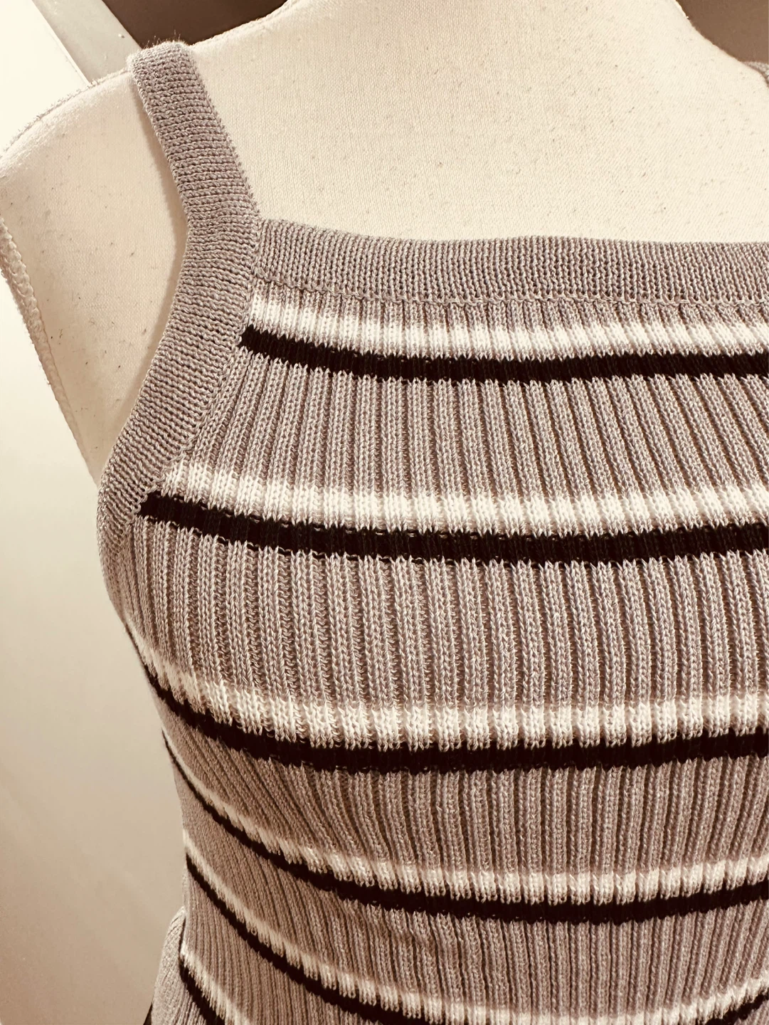 Buy 1 take 1 Striped Knit Tank Top - Grey/White/Black - photo 2