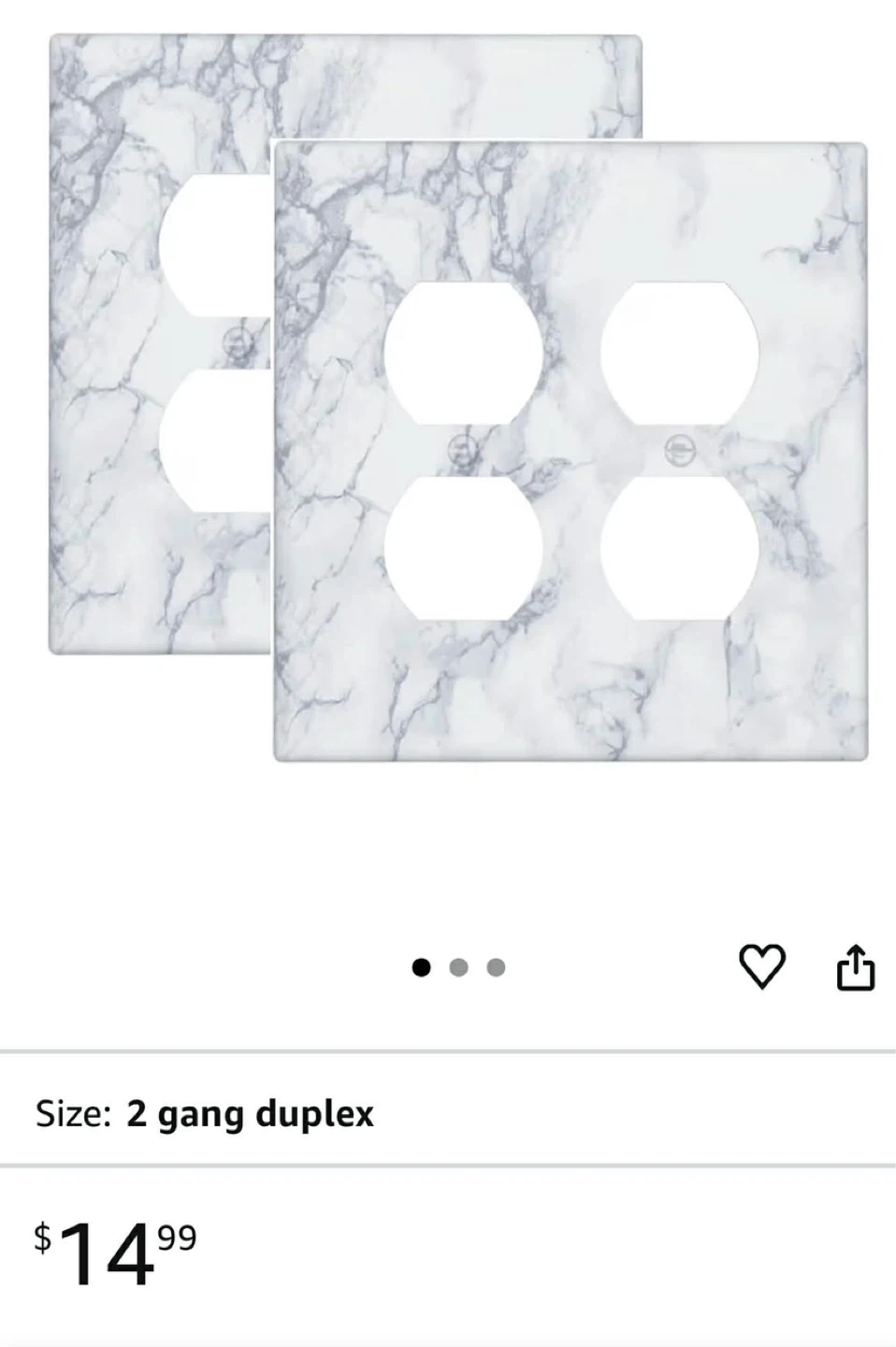 A-2 pack Duplex Receptacle Outlet Cover Plate - White Marble
