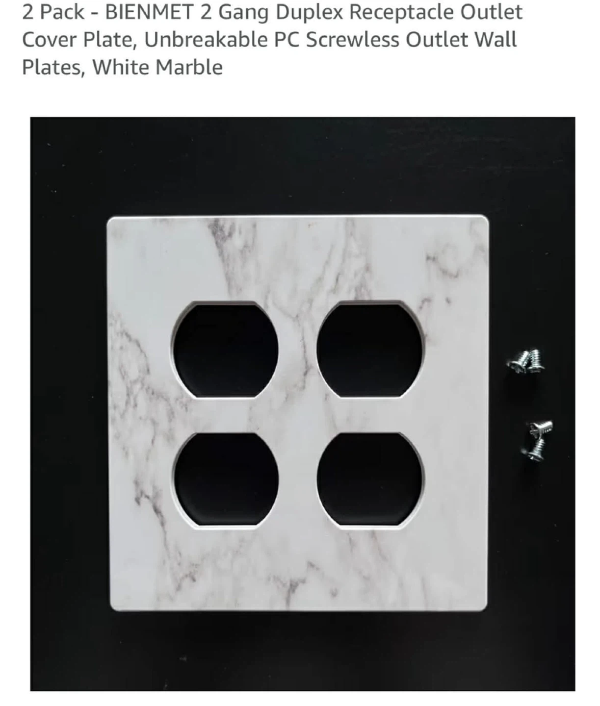 A-2 pack Duplex Receptacle Outlet Cover Plate - White Marble - photo 2