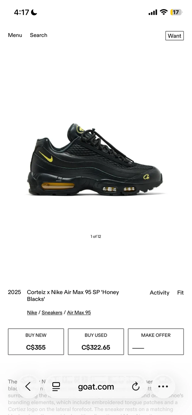 Nike Air Max 95 SP 'Honey Blacks' Corteiz - photo 2